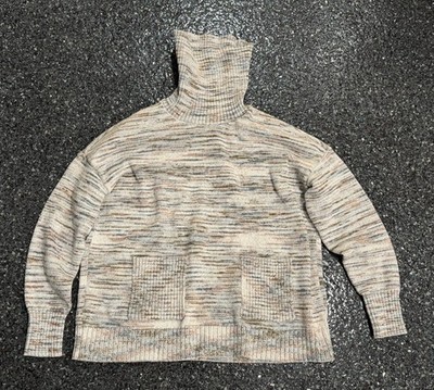 Loft Multicolor Knit Turtleneck Women s Medium Sweater W/ Front Pockets