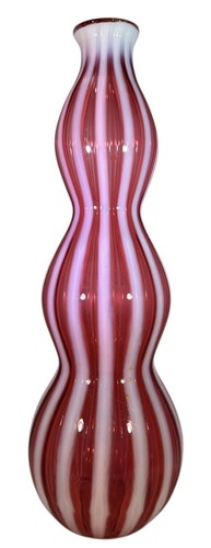 Fenton Cranberry Opalescent Glass Rib Optic New World Wine Bottle Decanter