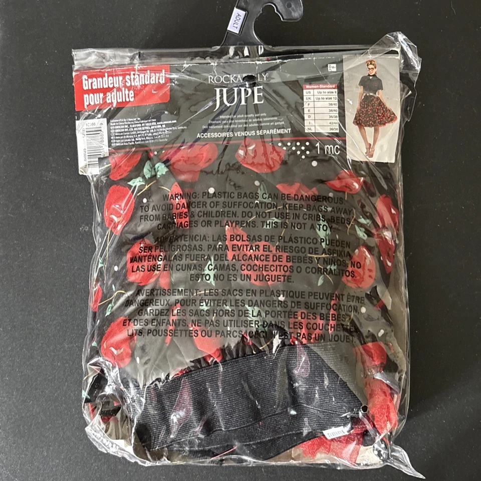 Falda estándar Rockabilly Cherries para adultos hasta talla 8 Halloween Foto 4 de 4