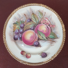 Aynsley China Orchard  Fruit Gold Plate 10.5"  Signed D Jones