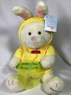 Godiva Stuffed Gund 2013  Easter Bunny Rabbit Plush with Yellow Outfit NWT