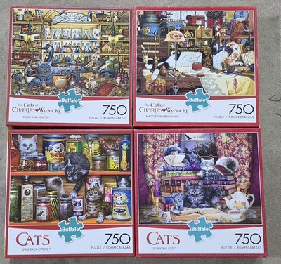 Lot 4 CATS WYSOCKI 750 Puzzles Elmer Loretta MAGGIE Spice Rack Kitten Storytime