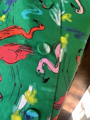 Tanya Taylor grün Kurzarm Knopf Flamingo Kleid Größe 10 - Bild 7 von 15