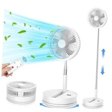  9" Portable Oscillating Standing Fan - 7200mAh Rechargeable Battery White