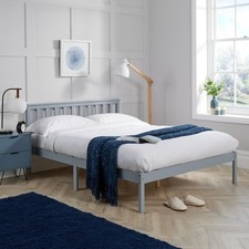 4ft Grey Slatted Double Bed Frame Small Double Wooden Base Bedroom Furniture