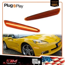 For 2005-2013 C6 Corvette Amber Lens Full Strip LED Front Side Marker Lights 2X