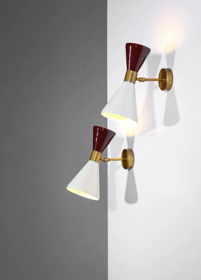 Par de luces de pared italianas Diabolo de latón y acero lacado estilo vintage artículo de regalo Foto 2 de 4