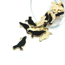 Enamel Raven / Crow Charms, 22x17mm - US Seller