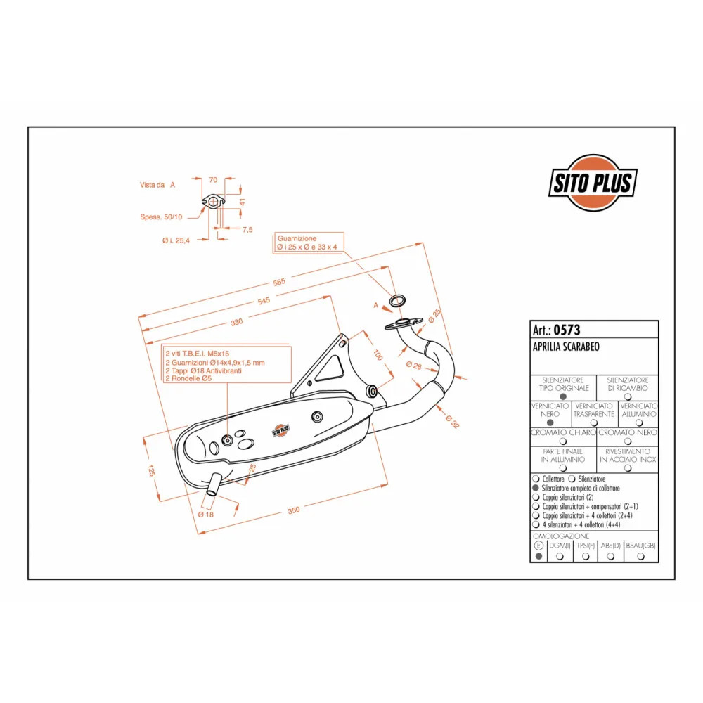 Complete Exhaust System Leovince Sitoplus Steel Aprilia Scarabeo 50 1993 > 1997