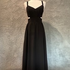 Black Maxi Dress ASOS SIZE 4 Side Cutout Lined Chiffon Formal