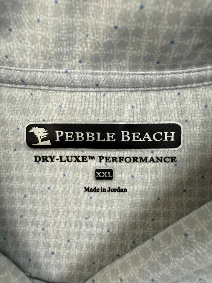 Camisa Polo Pebble Beach 2XL Blanca Gris Azul Seca Lujo Rendimiento Golf Informal XXL Foto 4 de 4