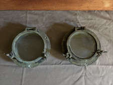 Vintage Bronze Round Portholes Glass - 8 3/4”