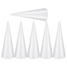 6Pcs Reusable White Polystyrene Foam Cones for Christmas Crafts and DIY Decor