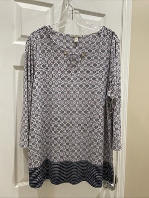 Dana Buchman Sz XL Gorgeous purple Blue pull over top Blouse 3/4 Sleeves