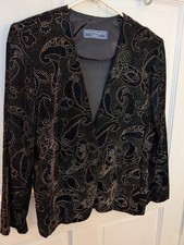 Vintage Women's Metallic Velvet Paisley Blazer with Shoulder Pads