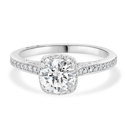Tacori 18 Karat Weißgold runder Brillantschliff Diamant Verlobungsring
