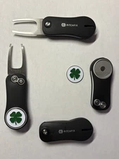 Pitchfix Golf Switchblade Divot Tool & 4-Leaf Clover 1" Coin Style Golf Marker