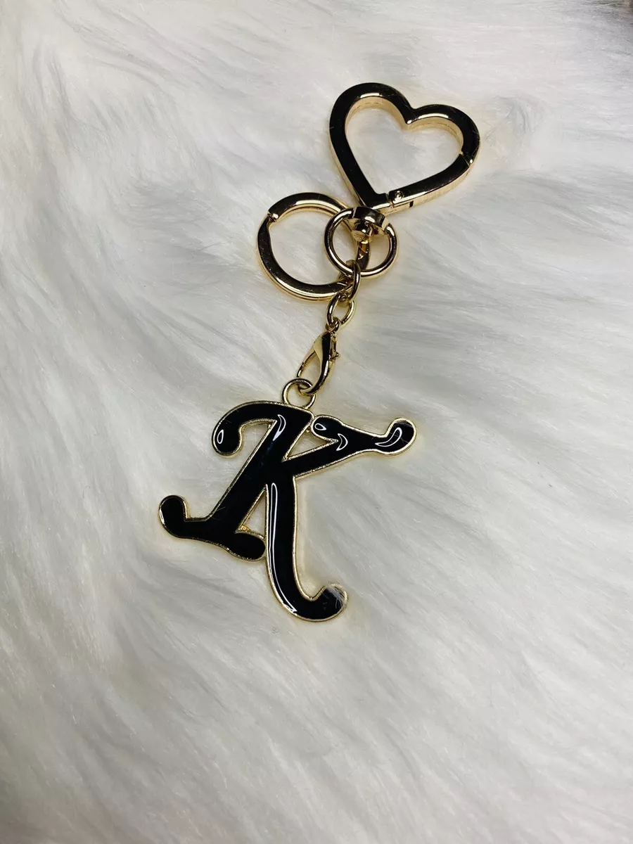 Letter K Gold Color Initial Heart Love Metal Keychain Key Chain ...