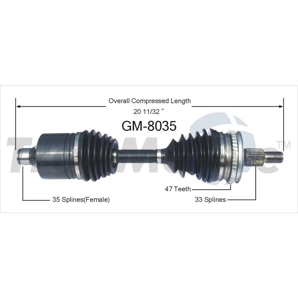 TrakMotive CV Axle Shaft 2x fits from 1991 to 1997 Oldsmobile Cutlass Supreme - Image 2 of 3
