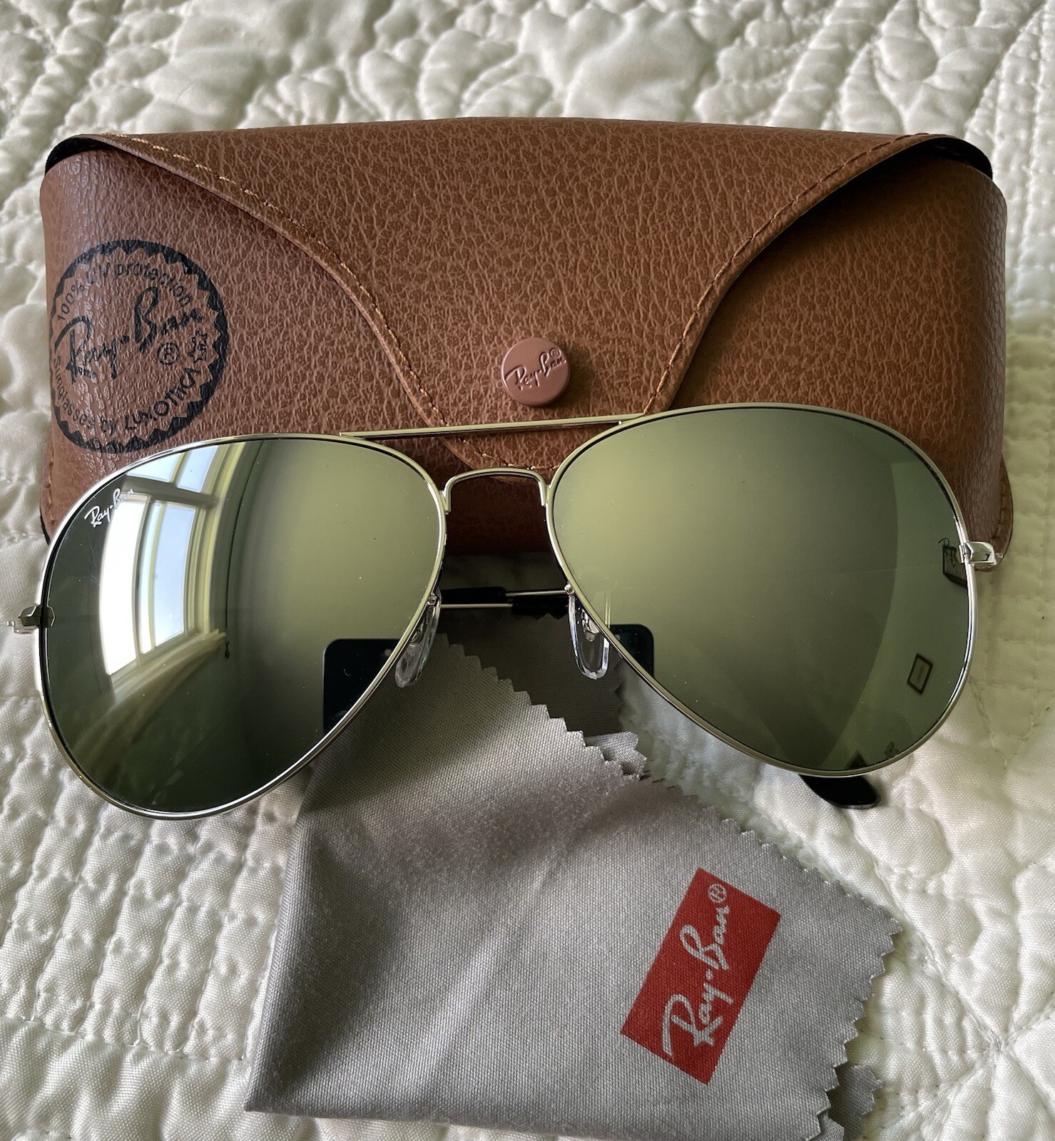 ray ban silver mirrored  aviator 62mm