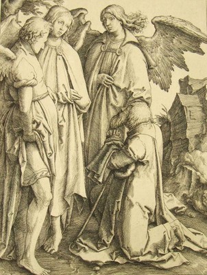 200 year old Van Leyden by Armand Durand etching; 'Abraham and Three Angels'