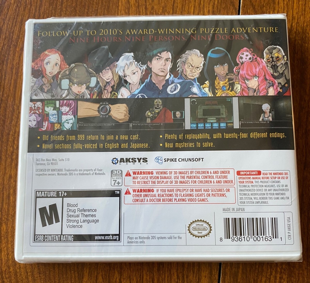 Virtue's last reward (zero escape)3ds. Nintendo brand new factory