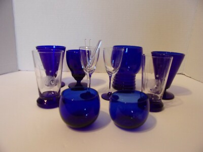 COBALT & CLEAR GLASSES ''10'' SIX DIFFERENT STYLES