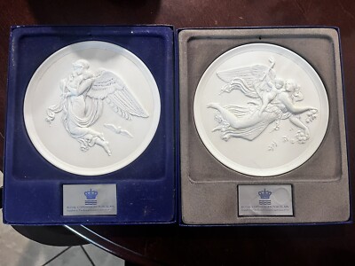 Royal Copenhagen Bisque Plaque Night Angel And Day Angel Set Ebay 
