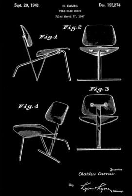 1949 - Tilt-Back Chair - C. Eames - Patent Art Poster