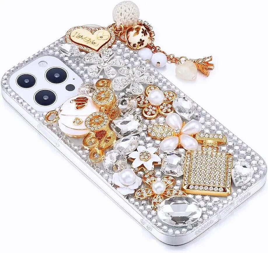 Girl Bling Diamond Heart 3D 闪耀透明宝石背面手机壳 适用于诺基亚/LG/索尼 — 第 2/4 张图片