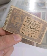 BANCONOTA LIRE 5 1882 REGNO UMBERTO I RARISSIMA 