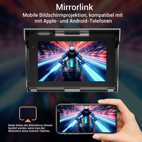 5'' Motorcycle Car Sat Nav GPS Navigation Touch Screen CarPlay / Android Auto - Bild 5 von 14