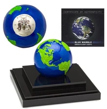 2022 $5 Barbados Blue Marble Green Planet - 3 oz Sphere Pure Silver Coin