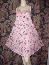 Gap Pink Floral Women's Cotton Linen Sundress Empire Side Zip Lined L