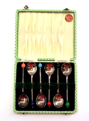 Set 6 YEOMAN PLATE Spoons in Decorated Boxed Case Silverplated