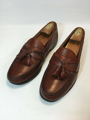 ALLEN EDMONDS Maxfield Chili Cognac Leather Braided Detail Tassel Loafers SZ 9B Allen Edmonds  main image 4