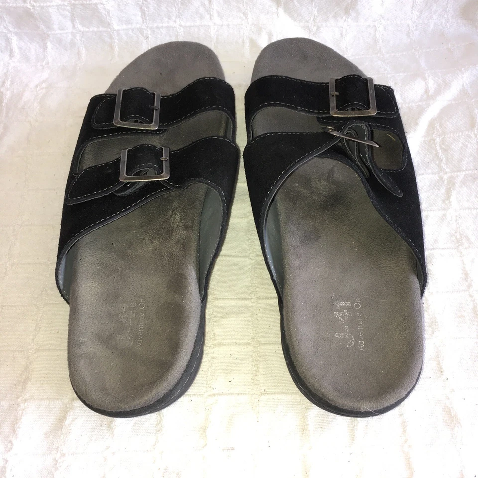 Zapatos Sandalia Mujer J-41 Pingree Deslizables Cuero Negro Talla 10 Medianos Foto 3 de 4