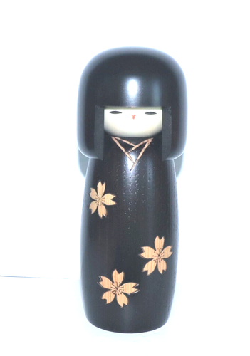 USABURO JAPANESE WOODY CRAFT KOKESHI WOODEN DOLL BROWN 7" ETCHED NEW IN BOX - Picture 2 of 9