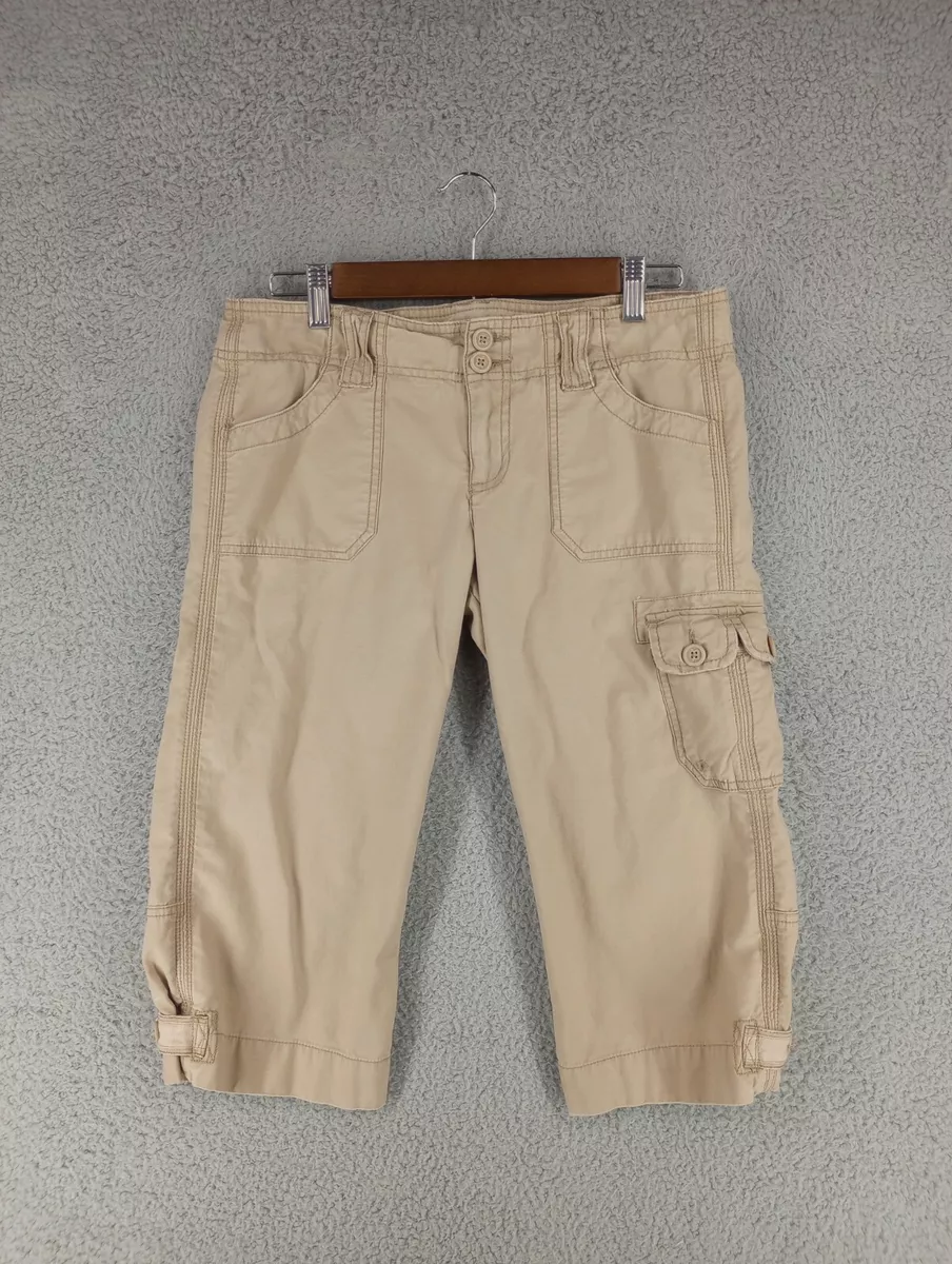 Hollister Pants Womens 7 Juniors Cropped Cargo Khaki