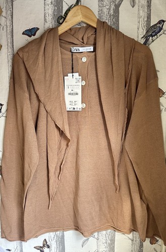 ZARA DUSTY PINK PLAIN FINE KNIT SWEATER WITH SCARF SIZE S - Picture 10 of 10