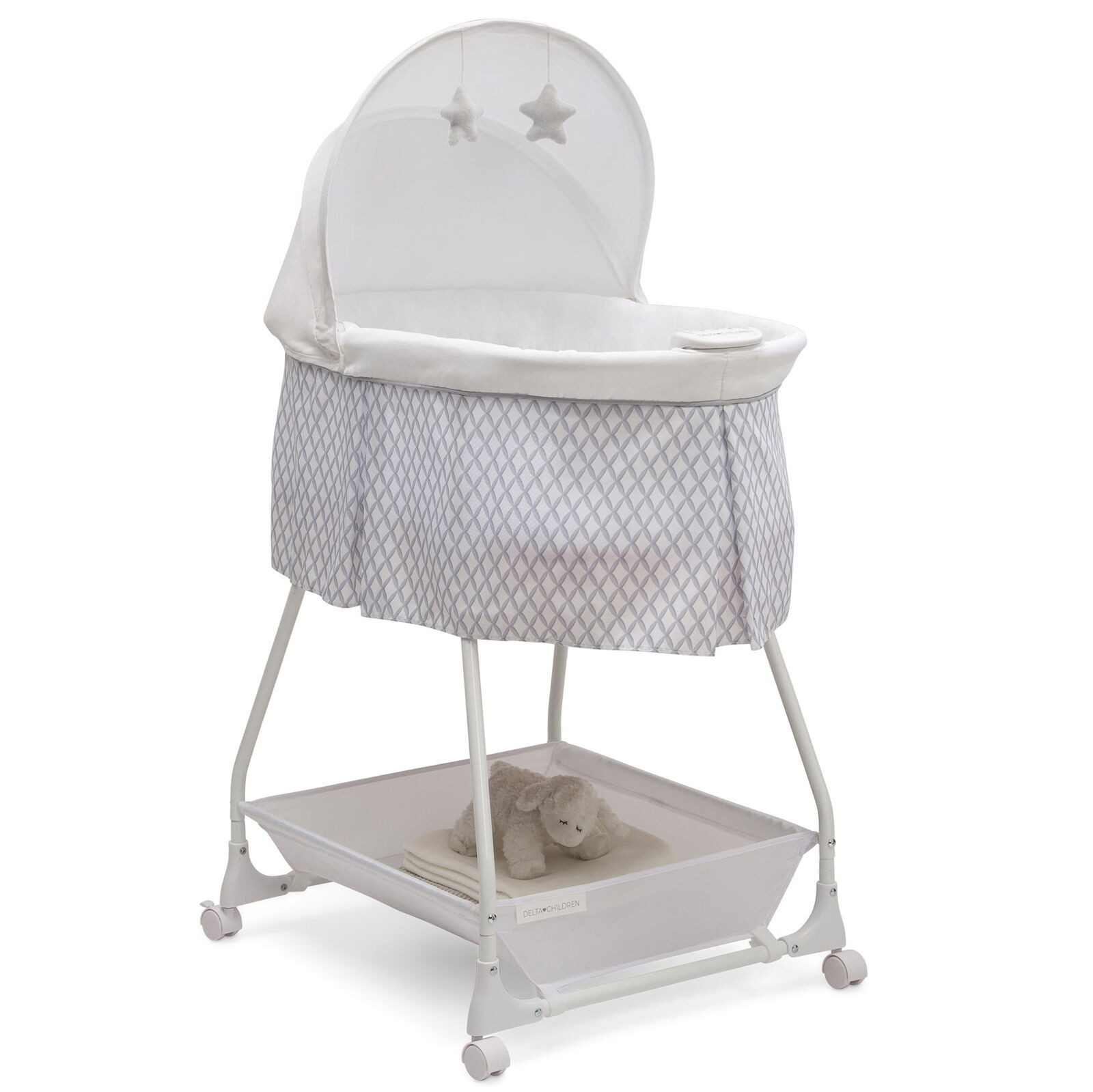 Deluxe Soothing Dreams Bassinet Electronic Pod Equipped Night Lights Grey 30 Lbs