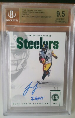 JUJU SMITH SCHUSTER RC AUTO ENCASED GREEN SCRIPTED 2/5 SP STEELERS BGS 9.5/10