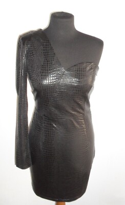 BESONDERES SHEIN KLEID MONO SCHULTER KOKOSDRUCK Gr. M AKTUELL & MODISCH