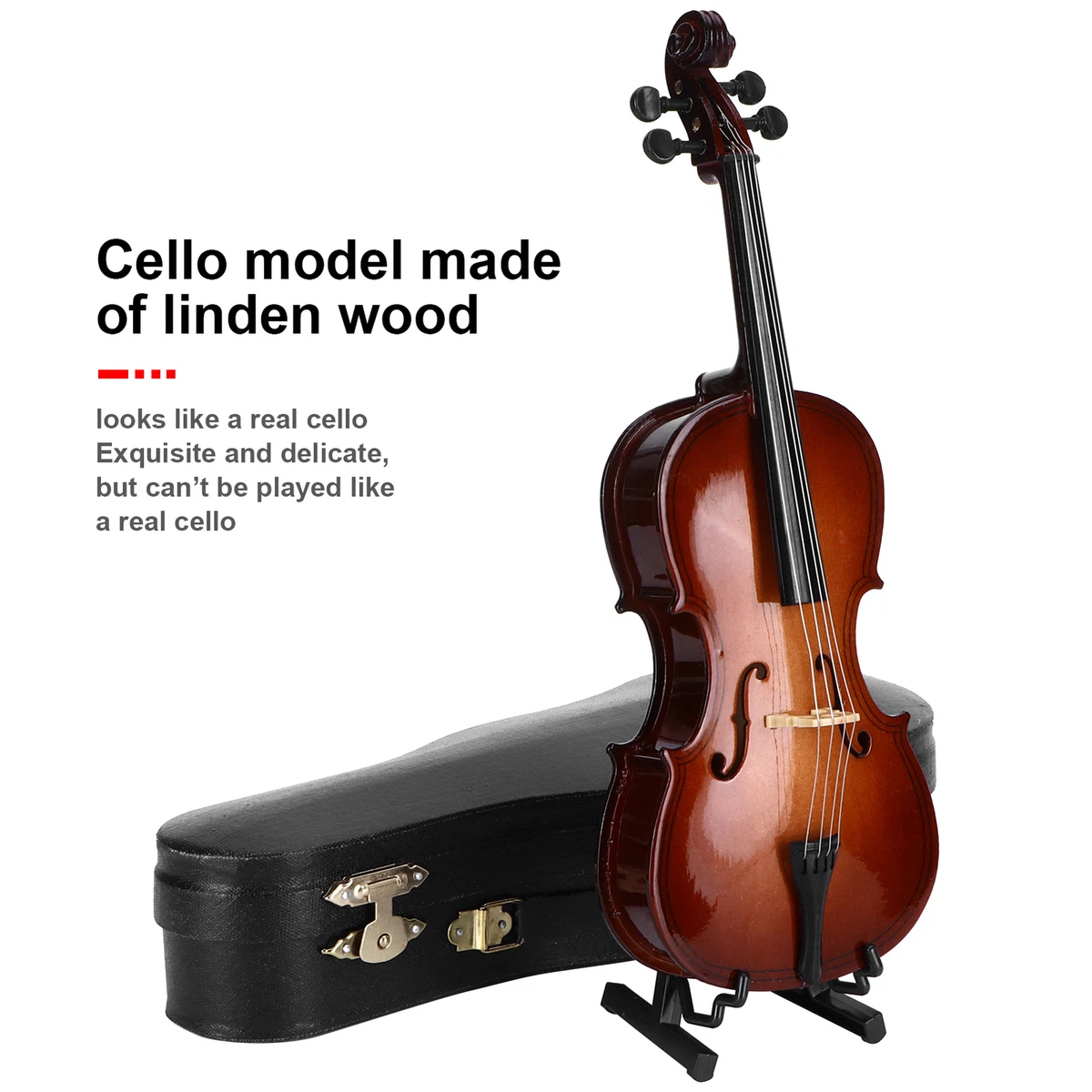 Mini Cello Model Ornament Bass Musical Instrument Wooden Decor Delicate Gift