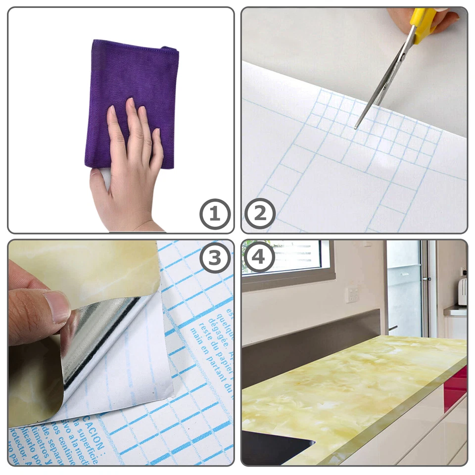 Papel tapiz autoadhesivo pelar y pegar mármol PVC encimera de cocina 9,84 pies x 1,97 pies Foto 3 de 4