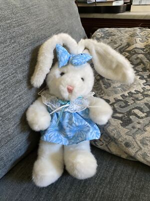 MTY international Bunny plush rabbit blue dress 13
