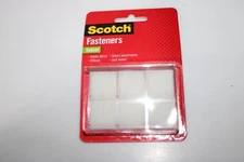 Scotch Multi-Purpose Hook and Loop Fasteners, For Indoor 0.875" Square, White 