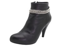 Women Silver Metal Chain Double Strand Boot Bracelet Anklet Shoe Adjustable Size