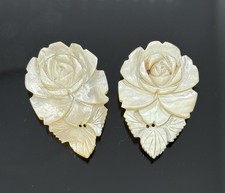 Pair Of Vintage Rose, Carved Mother Of Pearl Shoe Clips