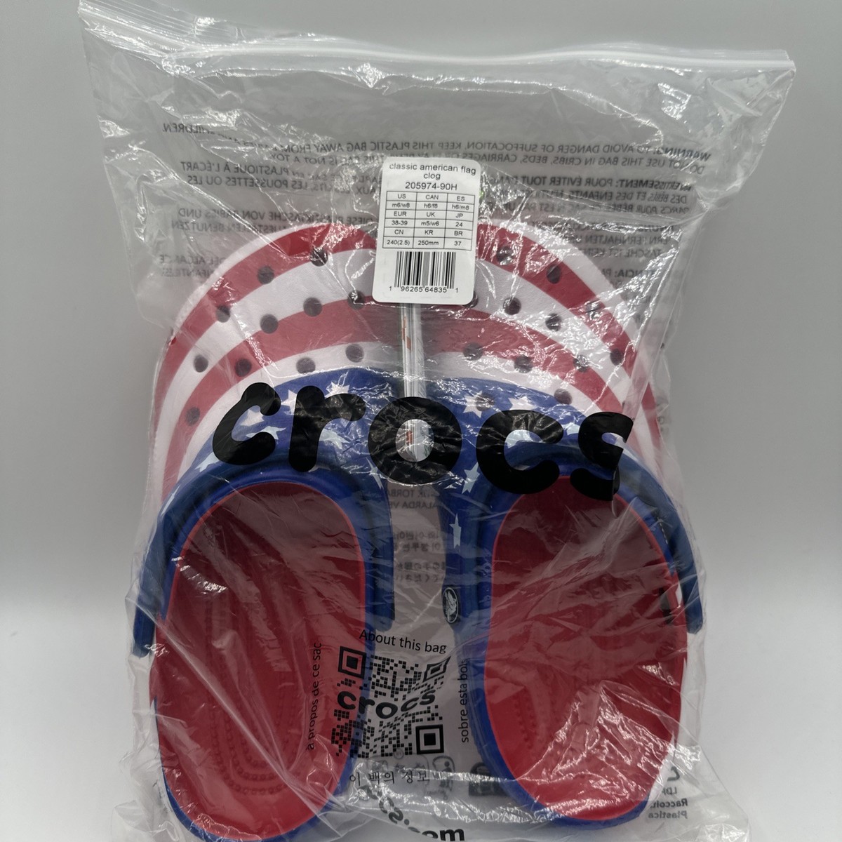 Crocs Classic Clog M8  W10 American Flag Stars Stripes USA Patriotic Classic NEW Crocs Classic American Flag Clog M10/W12 USA Patriotic Stars  main image 3